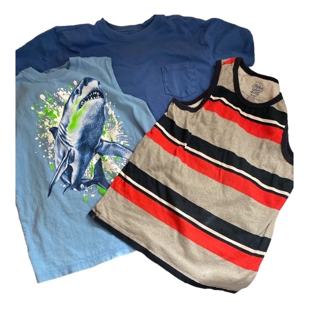 Faded Glory two muscle tees, and a T-shirt blue sharks boys size 8
